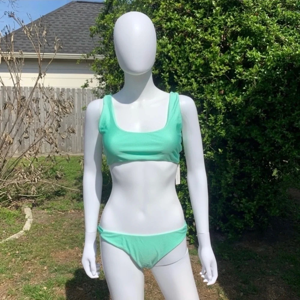 💋NWT Lovers + Friends Mint Green Wrapped Up Bikini Top - Picture 3 of 15